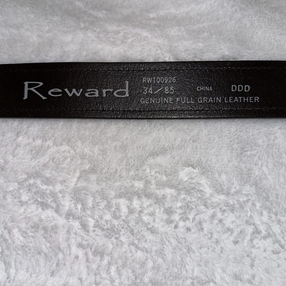 Reward Mens Full Grain Leather Deep Chocolate Belt 34